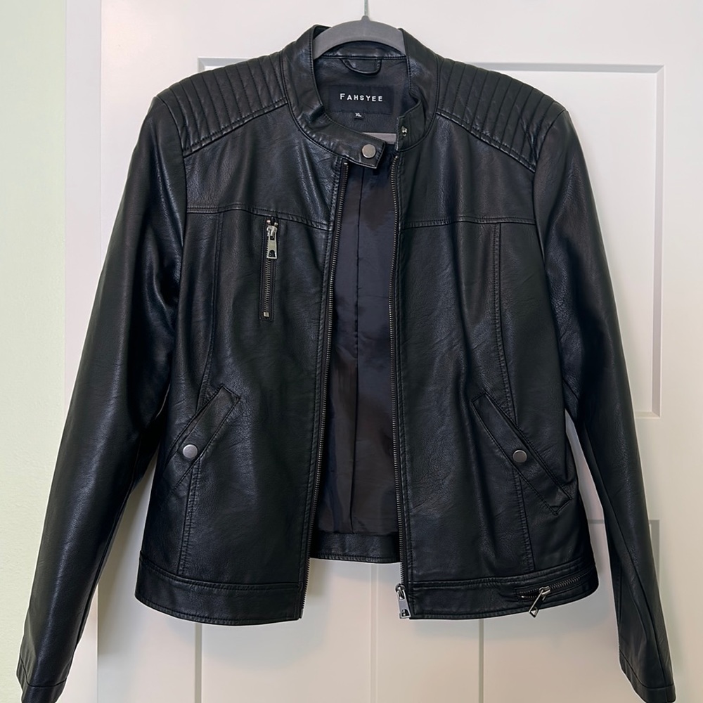 Black faux leather jacket